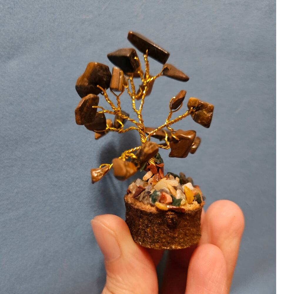 Handmade Tiger's Eye Tree of Life Statuette ~ Strength Courage Confidence